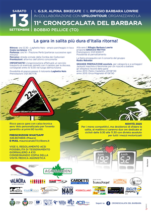 11^ CRONOSCALATA DEL BARBARA
Sabato 13 Settembre 2025